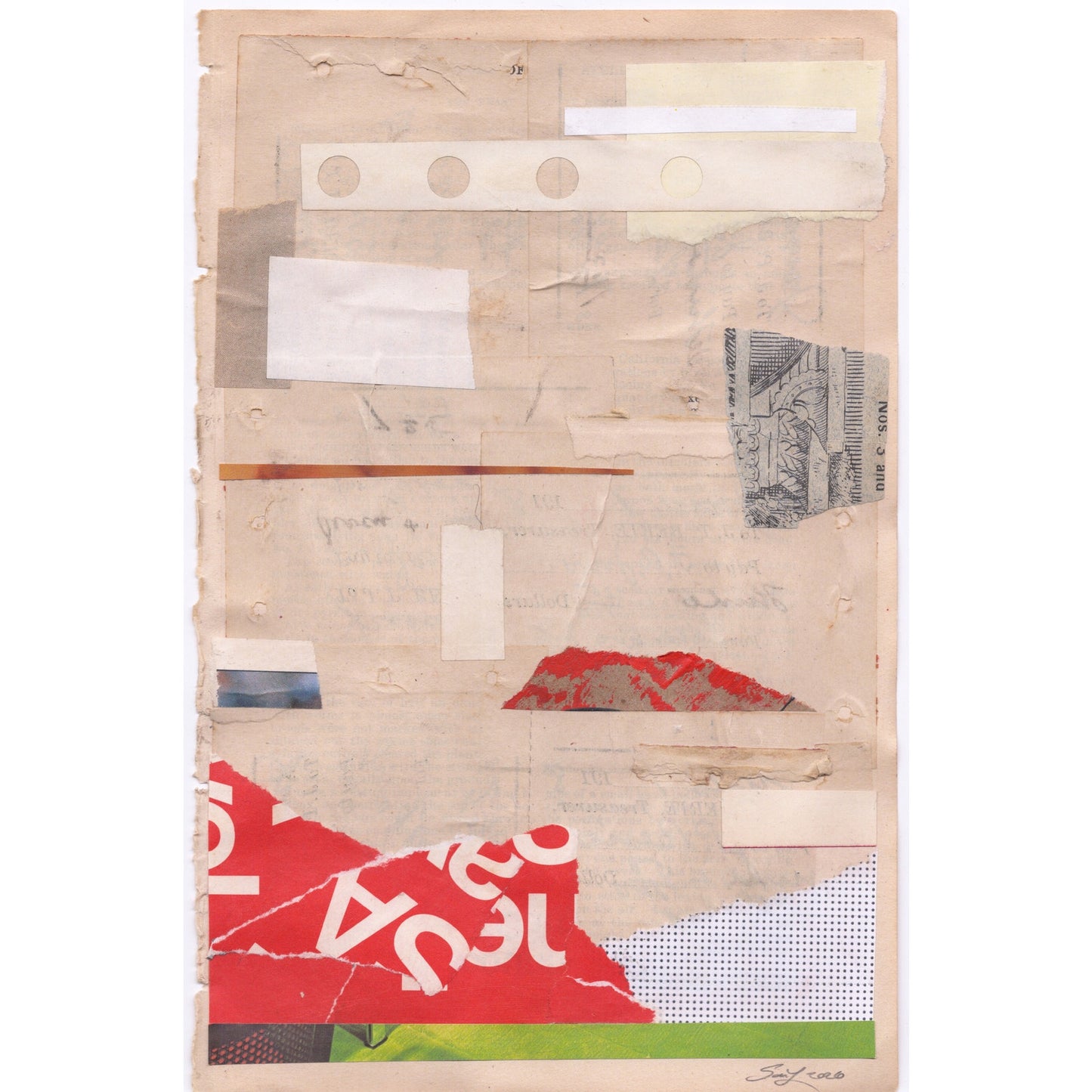 Original Mixed Media Modern Art Collage "Cothurnia" 5.75x9" Signed