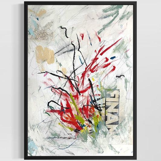 Original Abstract Modern Art Painting on Paper "Contignation" #15 Signed