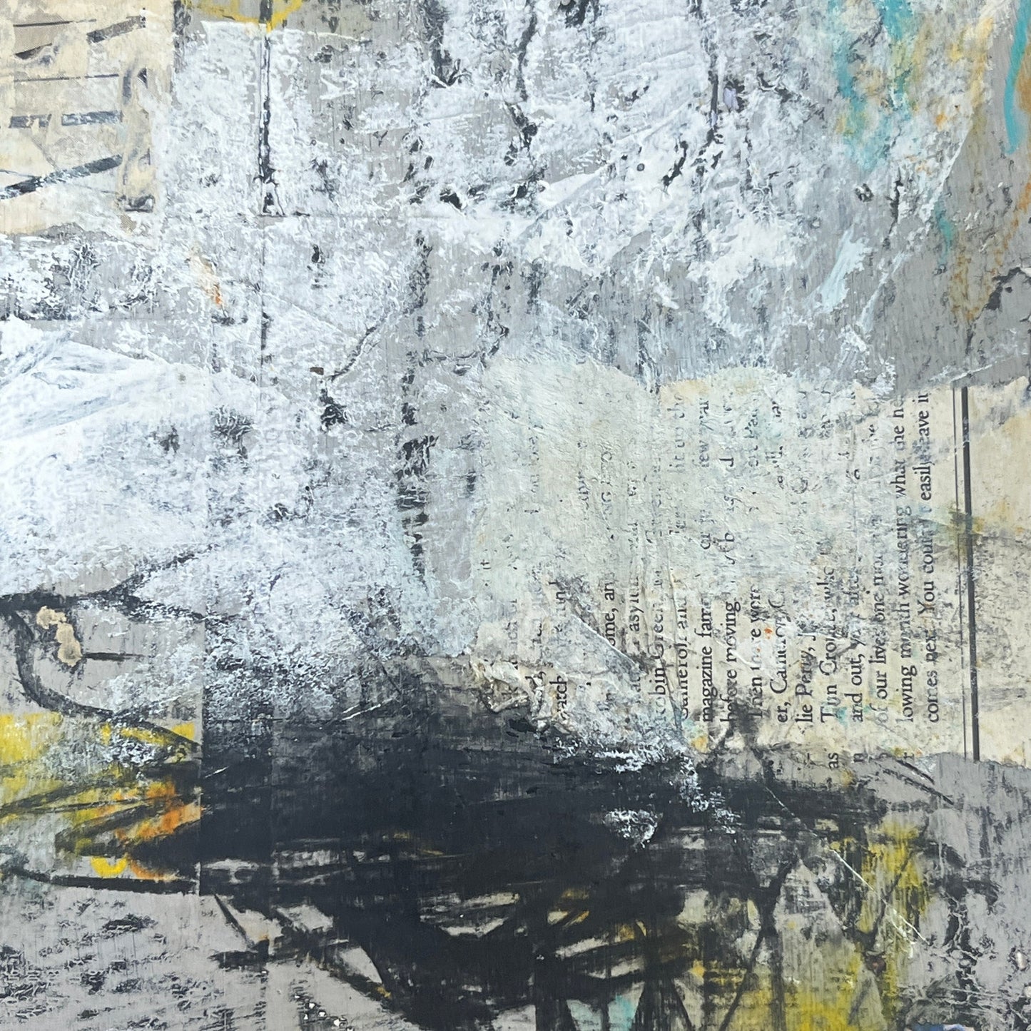 Original Grunge Minimalist Modern Art Collage Painting 8.5x11 "Phoenix" Signed