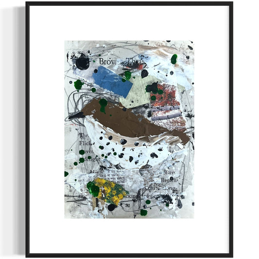 Original Abstract Modern Art Bird Painting "Brown Thrasher" Signed