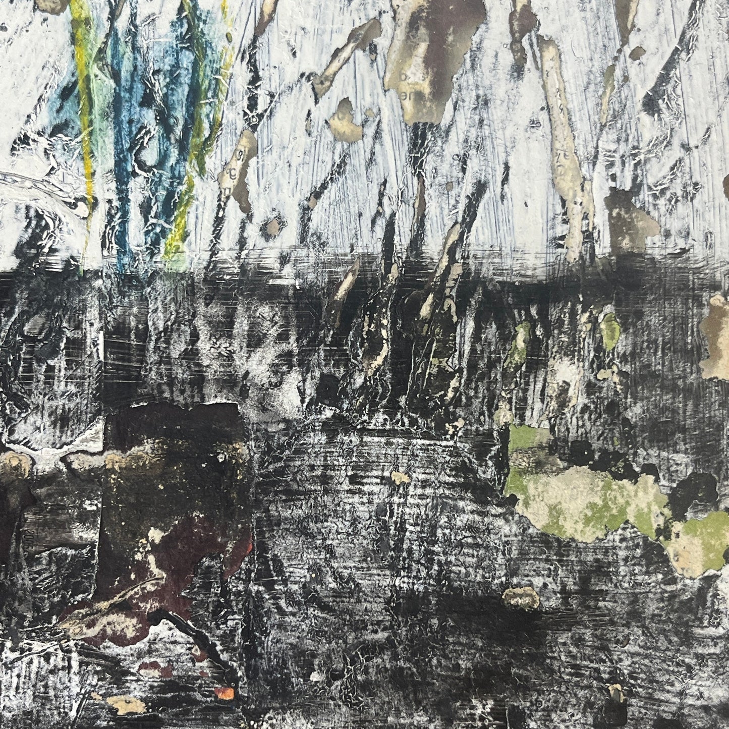 Original Grunge Minimalist Modern Art Collage Painting 8.5x11 "Quotity" Signed