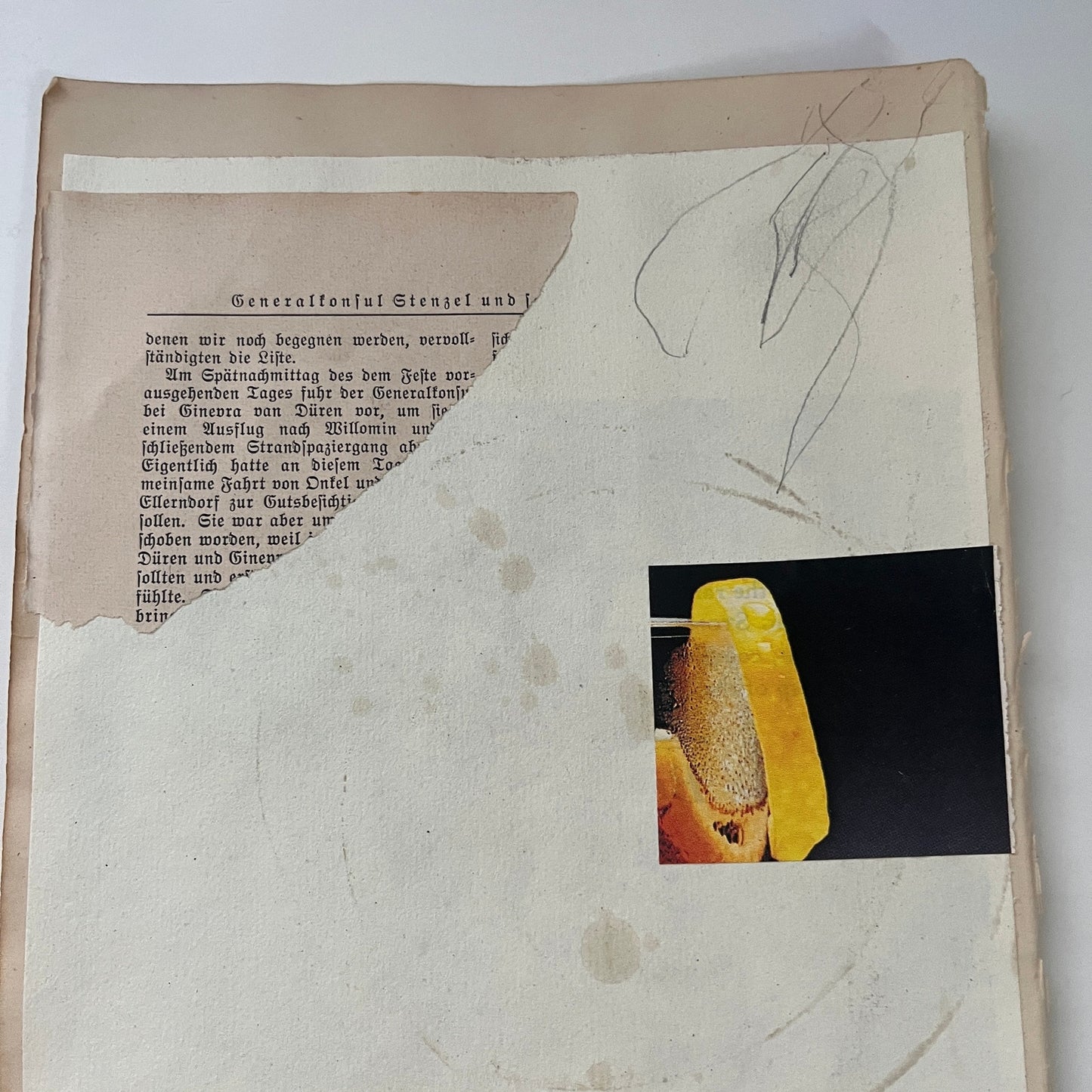 Original Mixed Media Modern Art Collage "Headsail" 7x10.25" Signed