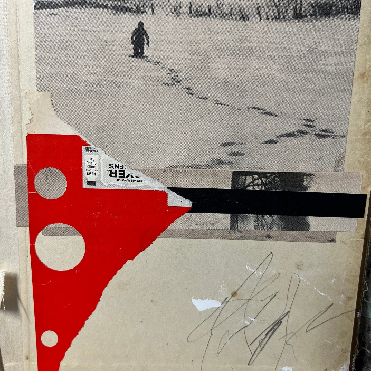 Original Mixed Media Modern Art Collage "Road." 7.75x10.5" Signed
