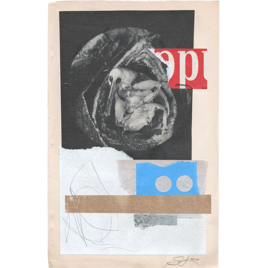 Original Mixed Media Modern Art Collage "Dealate" 6.25x10" Signed