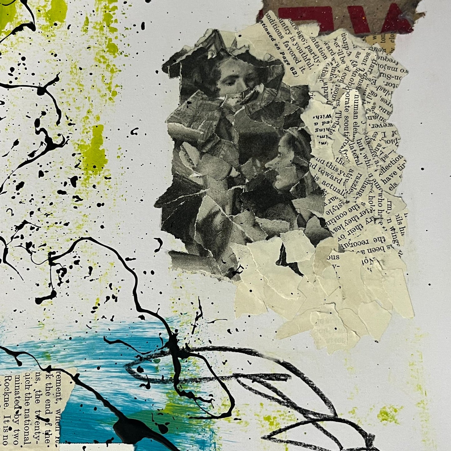 Original Mixed Media Abstract Art Collage 11x14 “Warm Precision" Signed