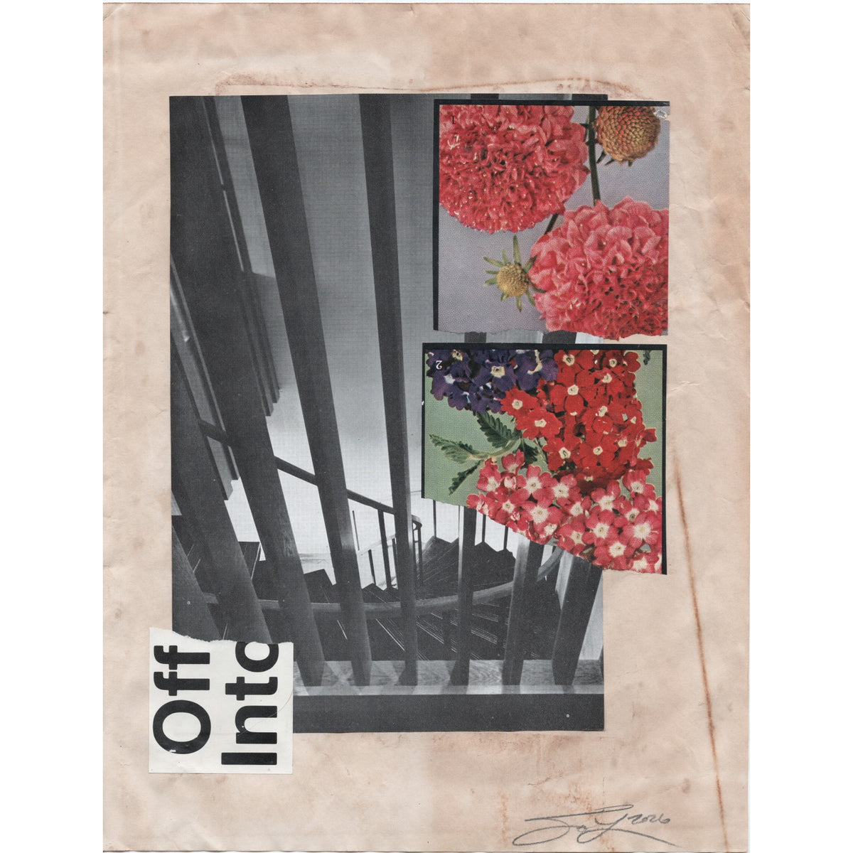 Original Mixed Media Modern Art Collage "Off Into" 8.5x11" Signed