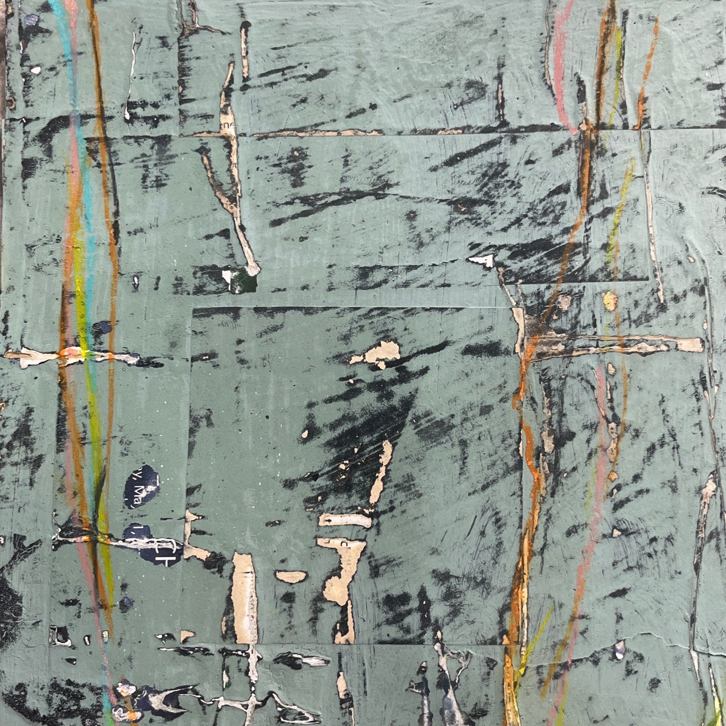 Original Grunge Minimalist Modern Art Collage Painting 8.5x11 "Procursive"