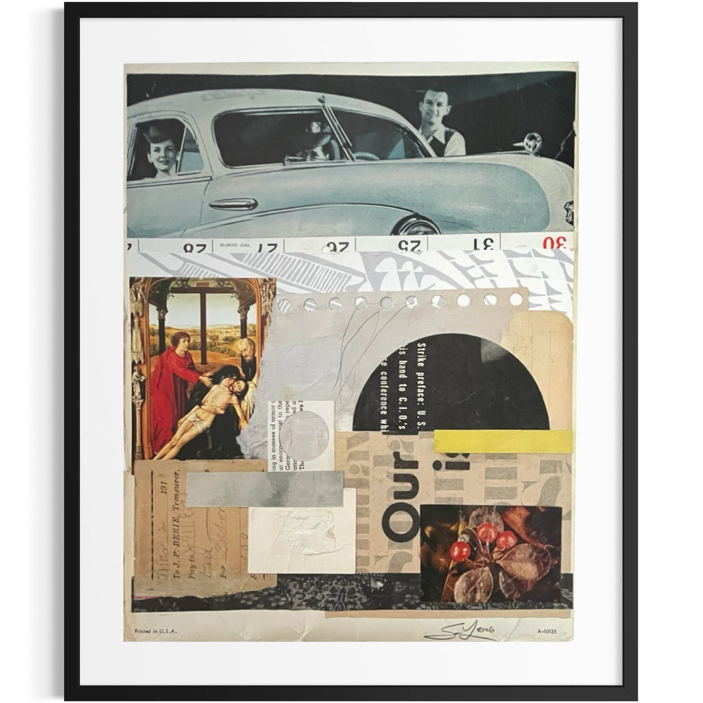 Original Mixed Media Modern Art Collage "Ataraxia" 8.75x11.25" Signed