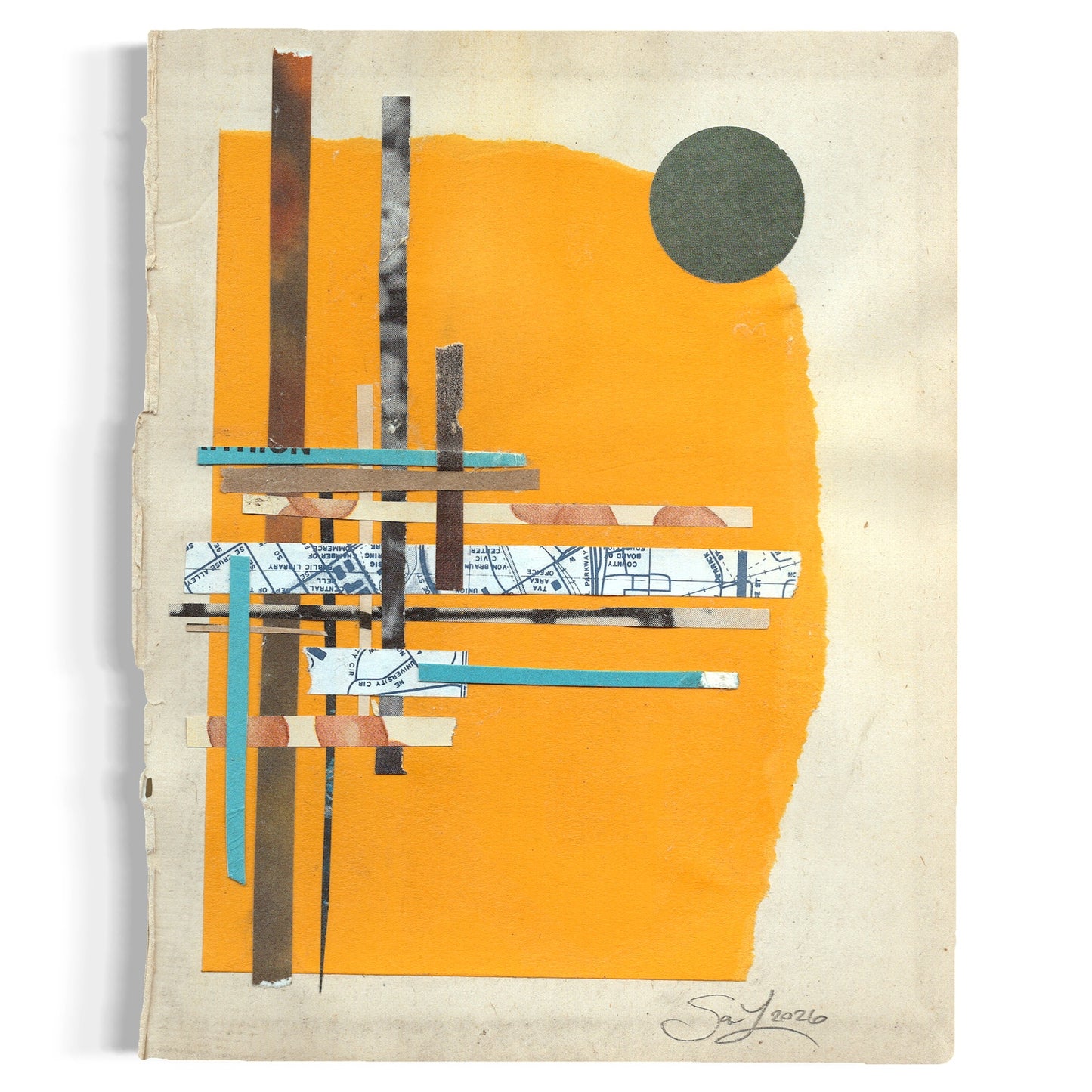 Original Mixed Media Modern Art Collage "Daphnomancy" 5.25x6.75" Signed
