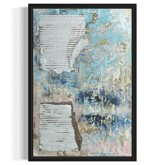 Original Framed Mixed Media Modern Art Collage Painting 12x18 "Hiccup"