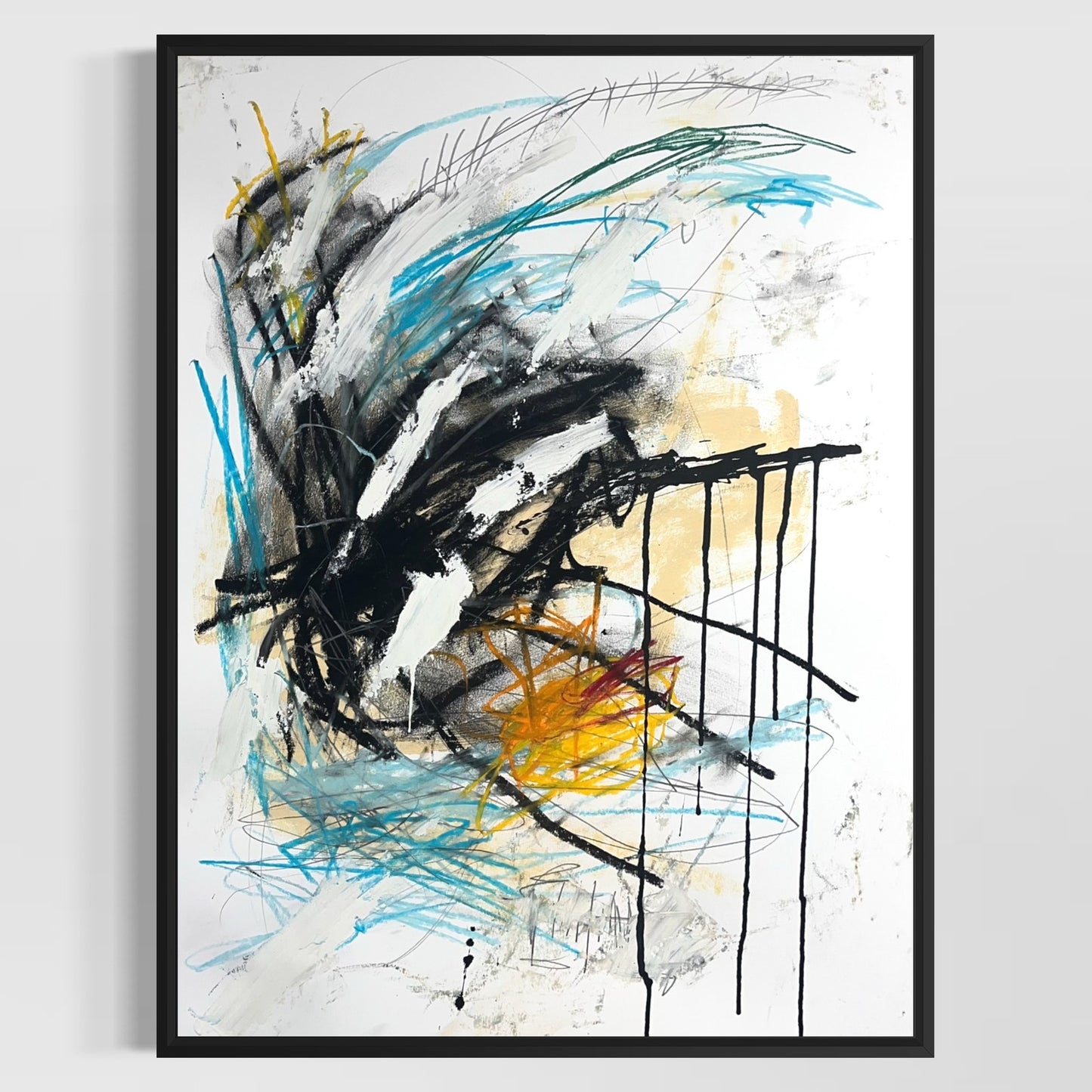 Original Mixed Media Abstract Modern Art Painting 18x24 "Affronté" Signed