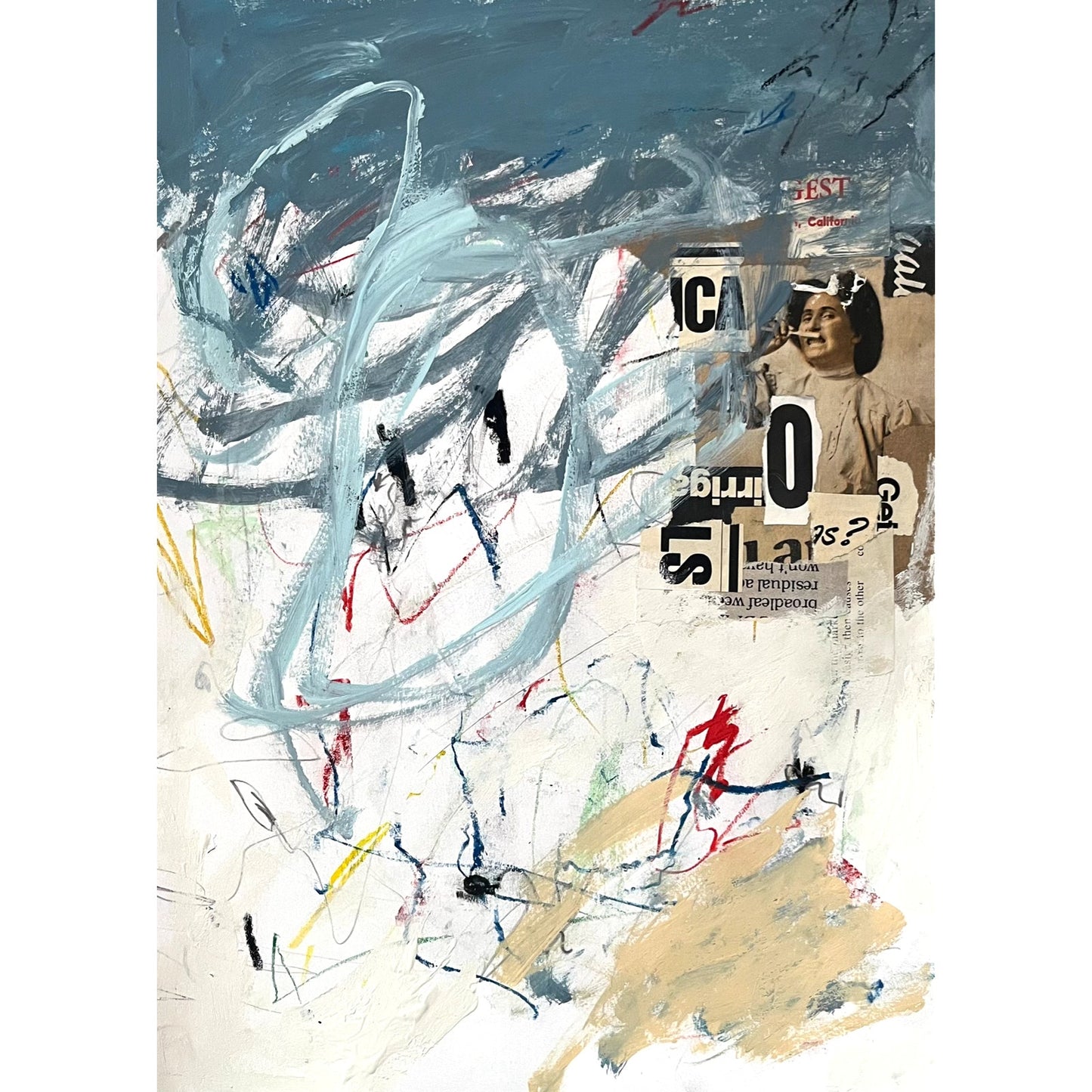 Original Abstract Modern Art Painting on Paper "Salsitude" #1 Signed