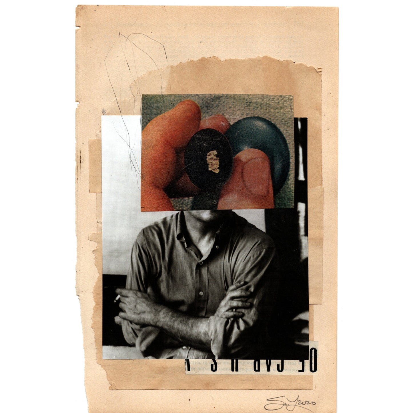 Original Mixed Media Modern Art Collage "Franz" 5.75x9" Signed
