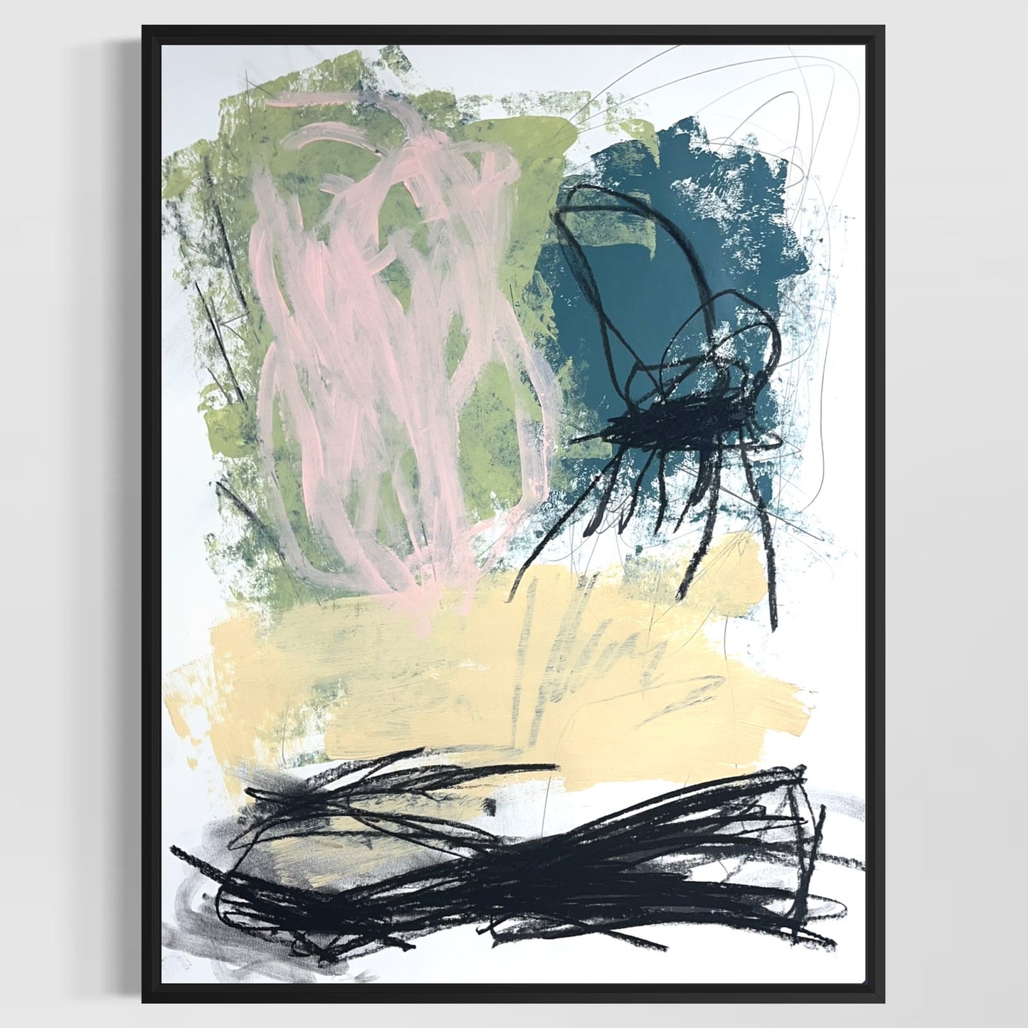 Original Mixed Media Abstract Modern Art Painting 18x24 "Affine" Signed