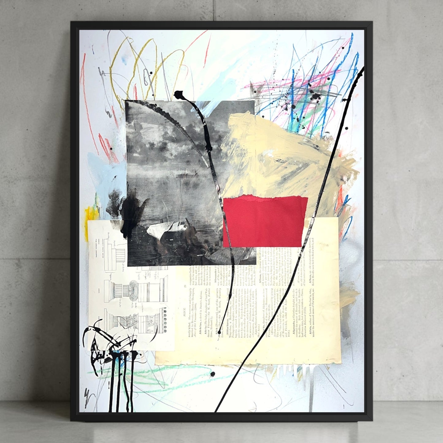 Original Mixed Media Abstract Modern Art Painting 18x24 "Tranchet" Signed