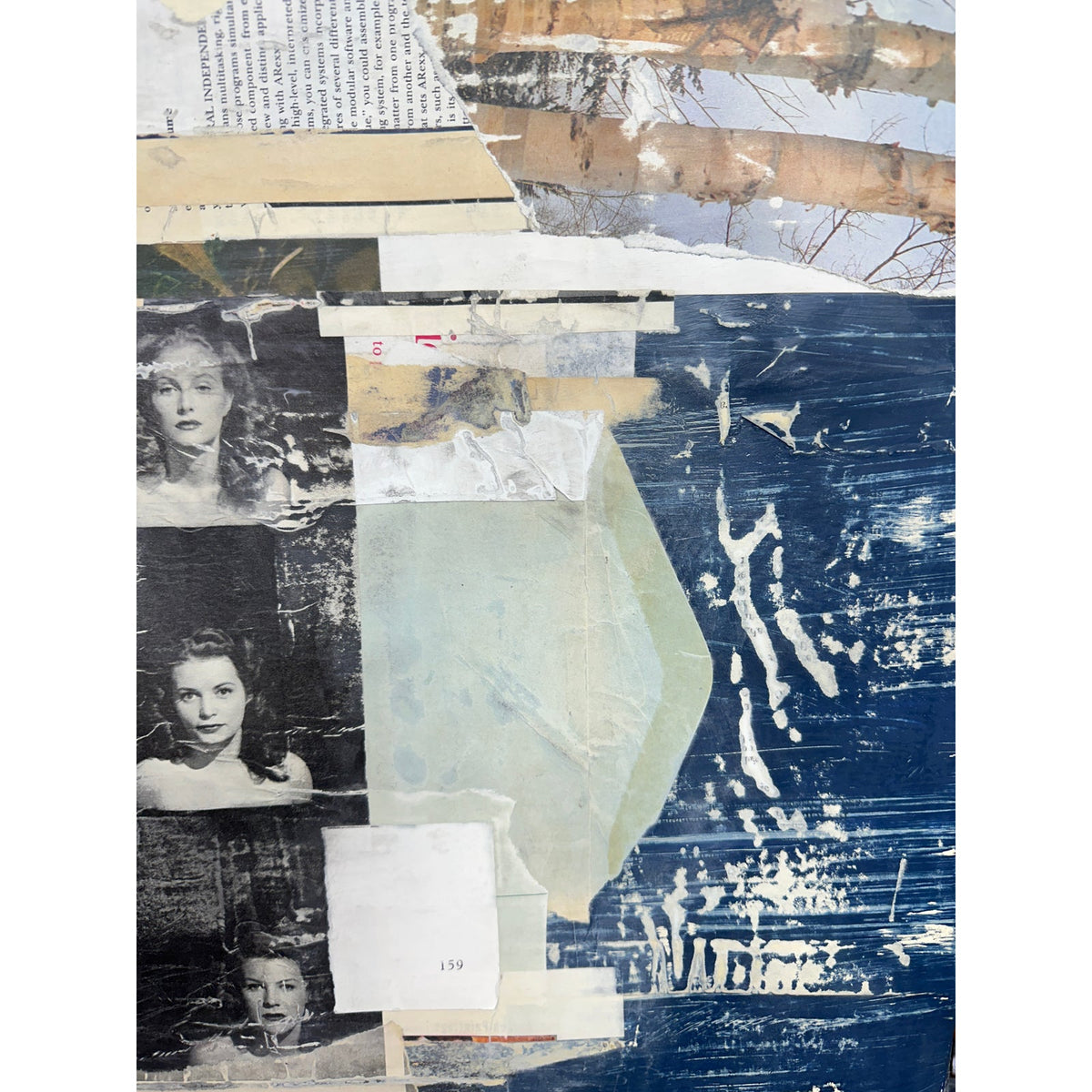 Original Mixed Media Modern Art Collage Painting 18x24 "Benthos" Signed