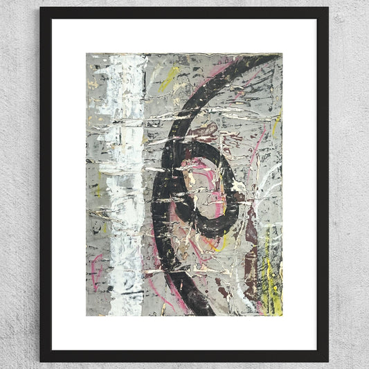 Original Grunge Minimalist Modern Art Collage Painting 8.5x11 "Anapnea" Signed
