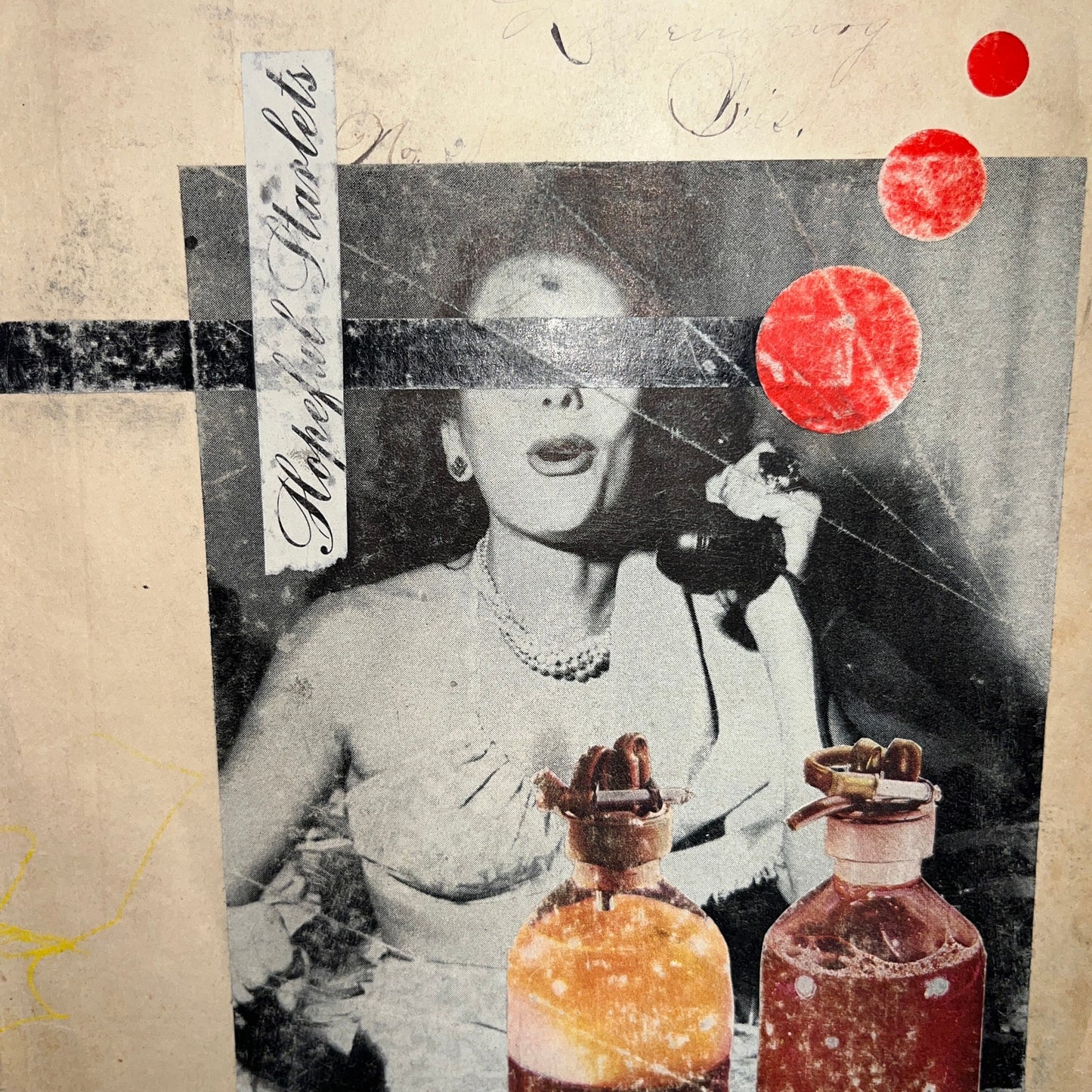Original Mixed Media Modern Art Collage "Hopeful Starlets" 7.75x10.5" Signed