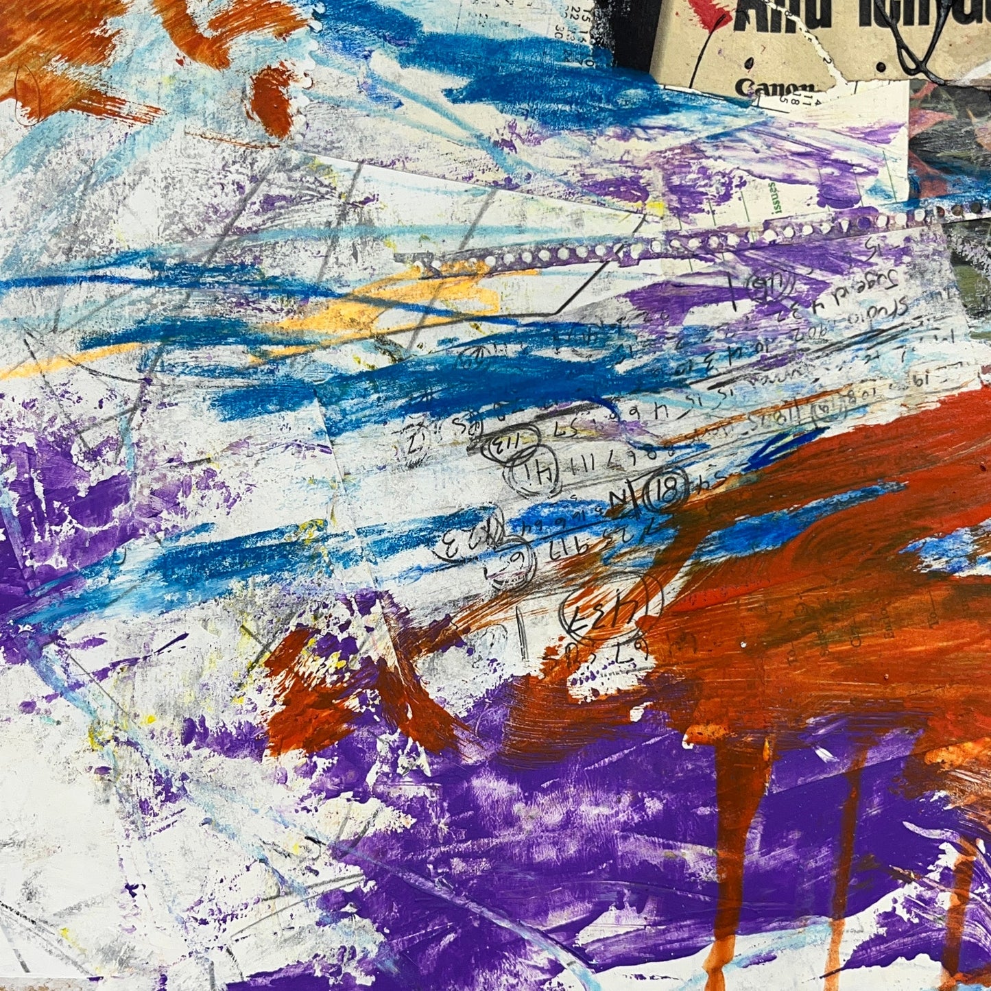 Original Mixed Media Abstract Modern Art Painting 18x24 "Achromatopsia" Signed