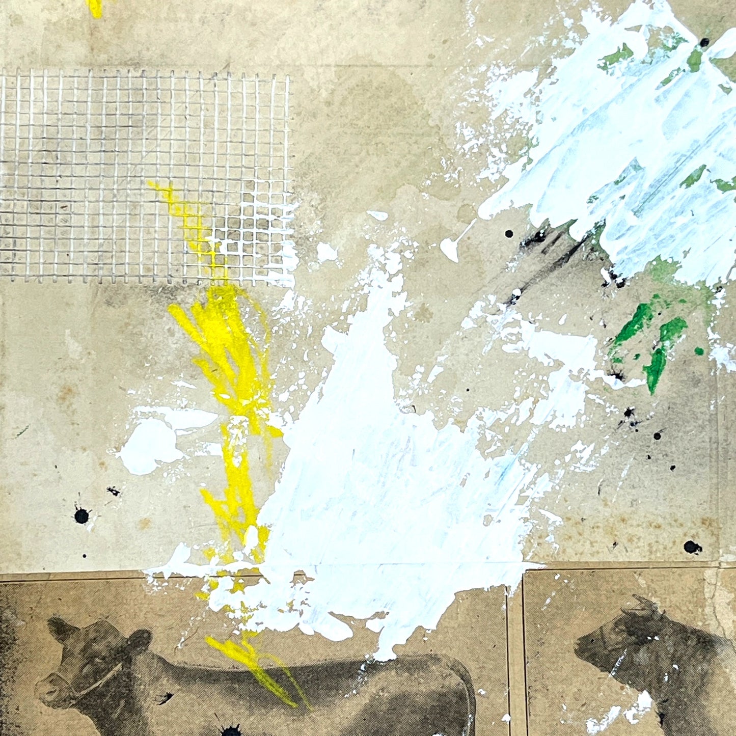 Original Mixed Media Modern Art Collage "Grith" 7x10.5" Signed