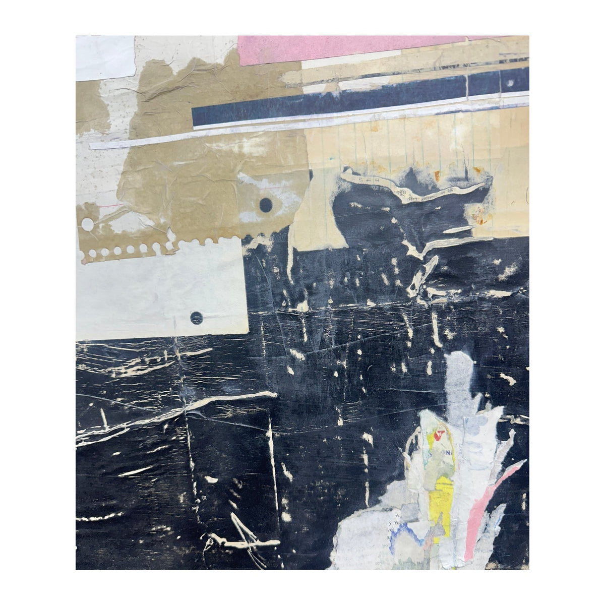 Original Mixed Media Modern Art Collage Painting 18x24 "Undigenous" Signed