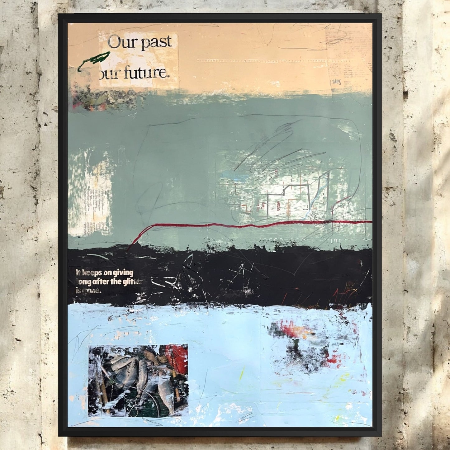 Original Mixed Media Abstract Modern Art Painting 18x24 "Our Past, Our Future"