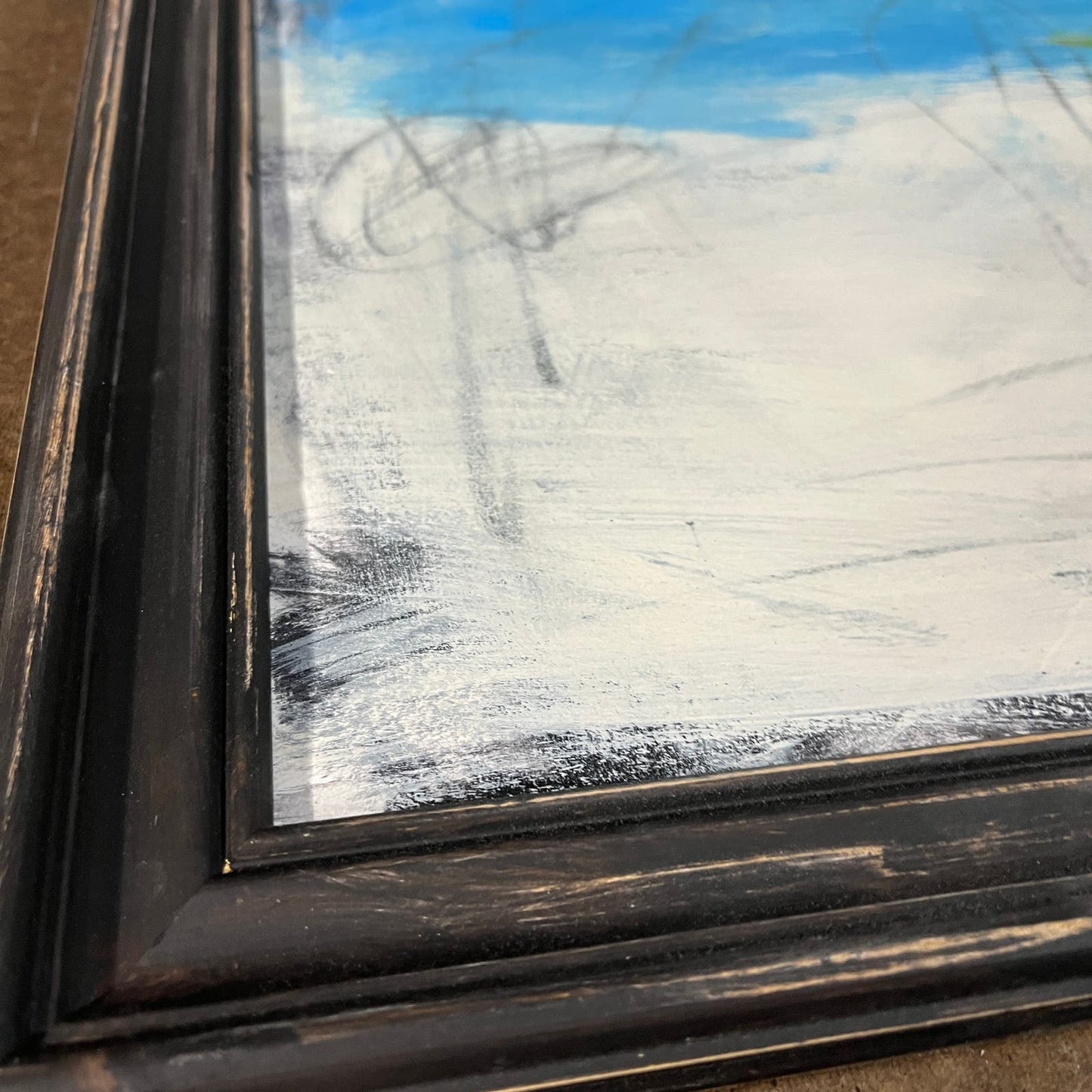 Original Framed Mixed Media Abstract Art Painting "Air Hypothesis" 17x21 w/ COA