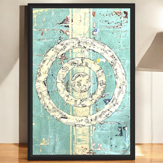 Original Framed Mixed Media Modern Art Collage Painting 12x18 "Ritual"