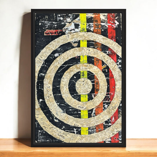 Original Framed Mixed Media Modern Art Collage Painting 12x18 "Obumbrate"