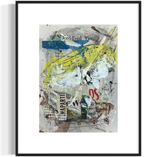 Original Abstract Modern Art Bird Painting "Red-Eyed Vireo" Signed
