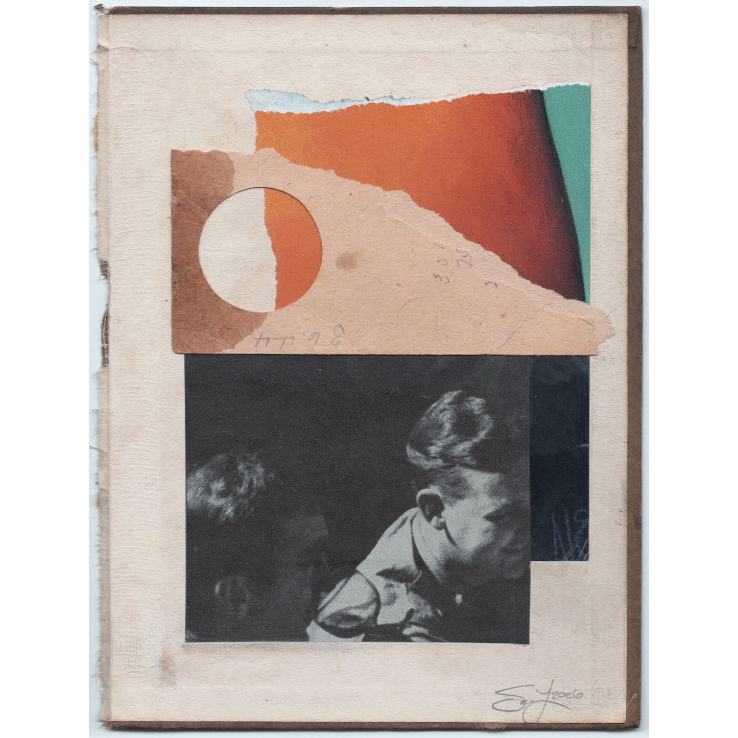 Original Mixed Media Modern Art Collage "Murrain" 6x8" Signed