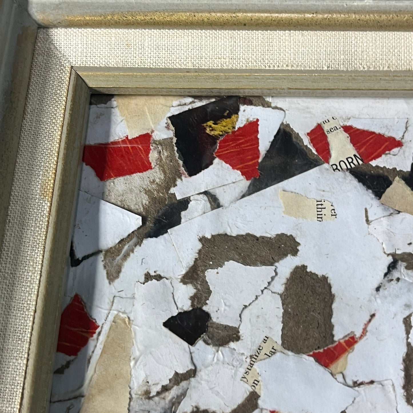 Original Framed Mixed Media Abstract Art Collage 11x13 "Center of the Earth II"
