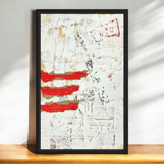 Original Framed Mixed Media Modern Art Collage Painting 12x18 "Chiromancy"