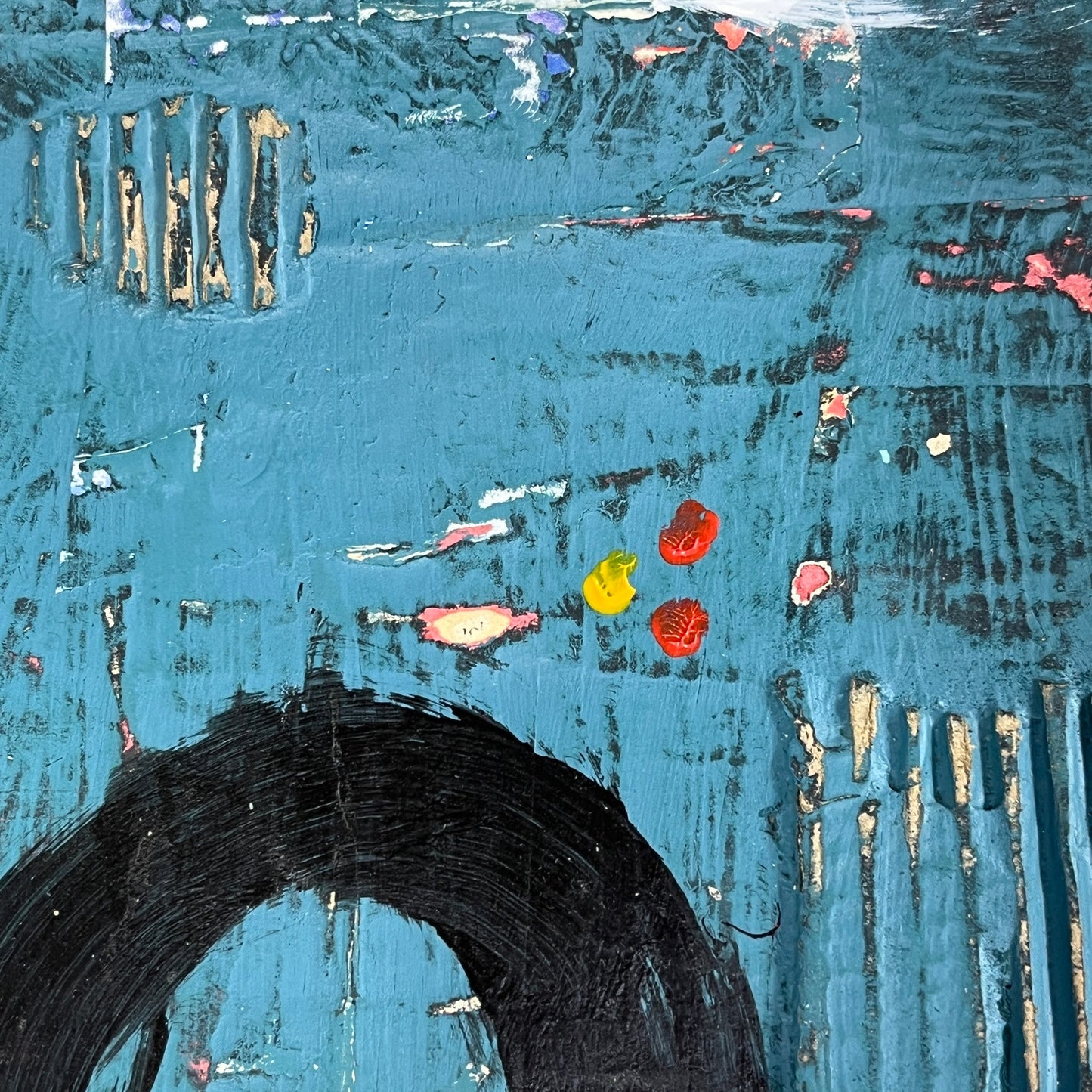 Original Grunge Minimalist Modern Art Collage Painting 8.5x11 "Mabsoot" Signed