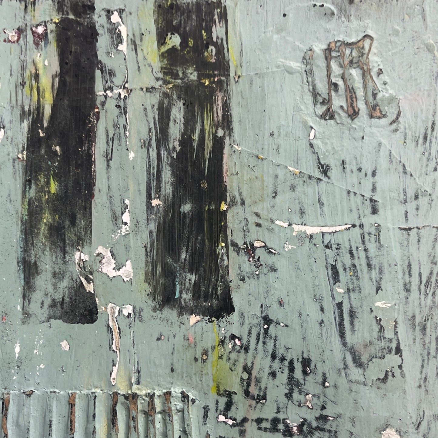 Original Grunge Minimalist Modern Art Collage Painting 8.5x11 "Heterography"