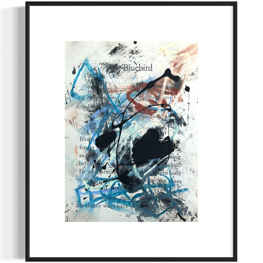 Original Abstract Modern Art Bird Painting "The Bluebird" Signed