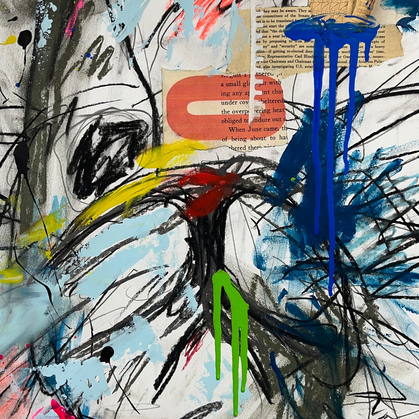 Original Mixed Media Abstract Modern Art Painting 18x24 "Peatary" Signed