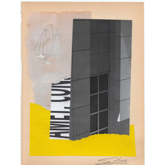 Original Mixed Media Modern Art Collage "Cumbent" 5.75x7.5" Signed
