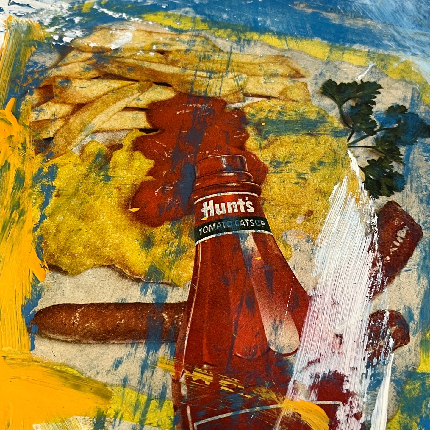 Original Mixed Media Abstract Art Painting 18x24 “Hunt's Catsup" Signed