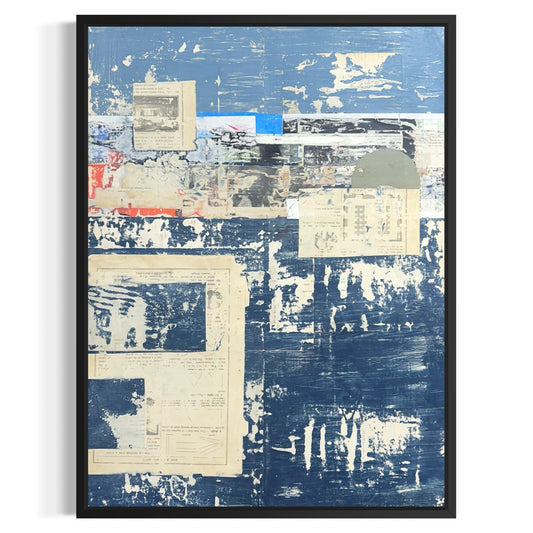 Original Mixed Media Modern Art Collage Painting 18x24 "Stramineous" Signed