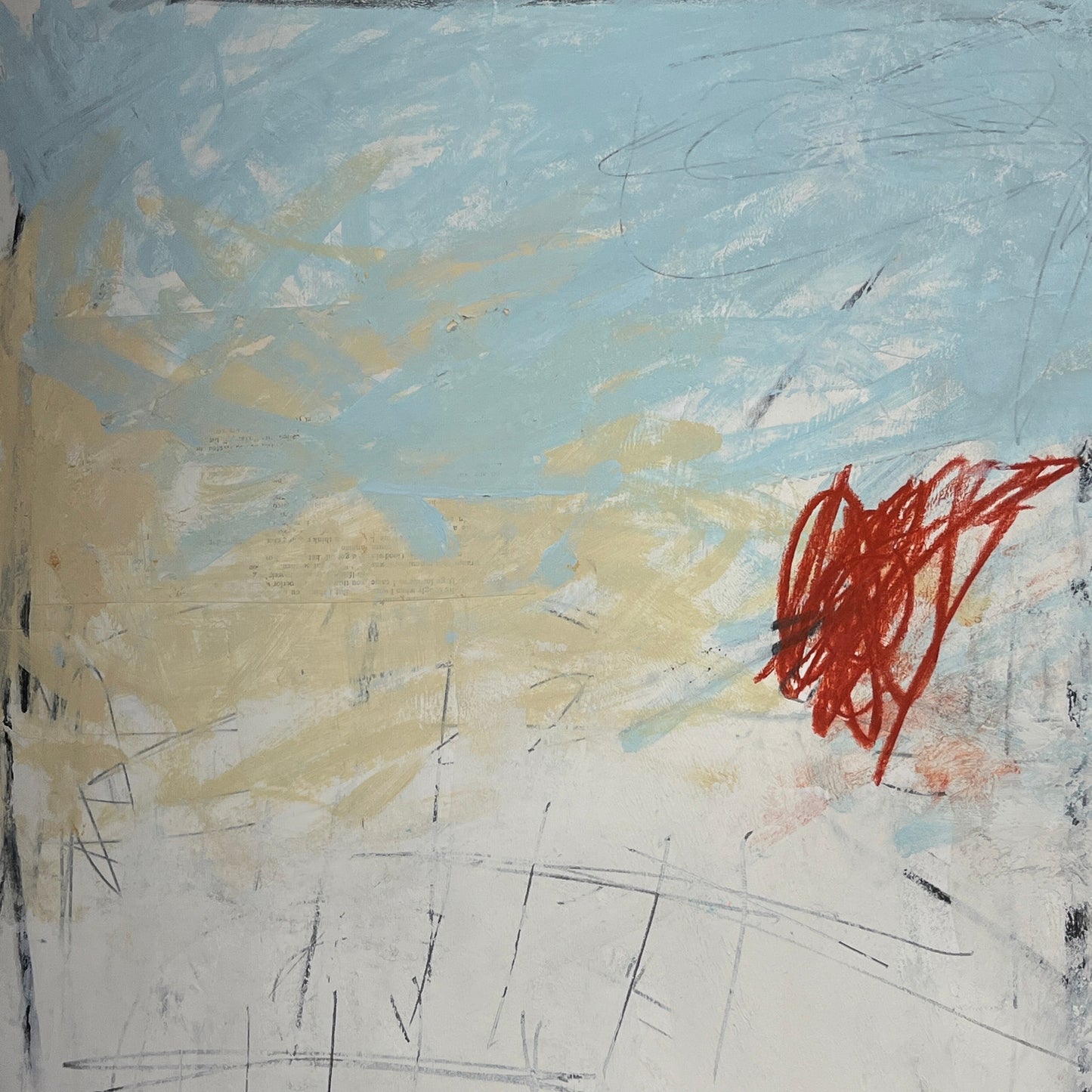 Original Mixed Media Abstract Modern Art Painting 18x24 "Pursuivant" Signed