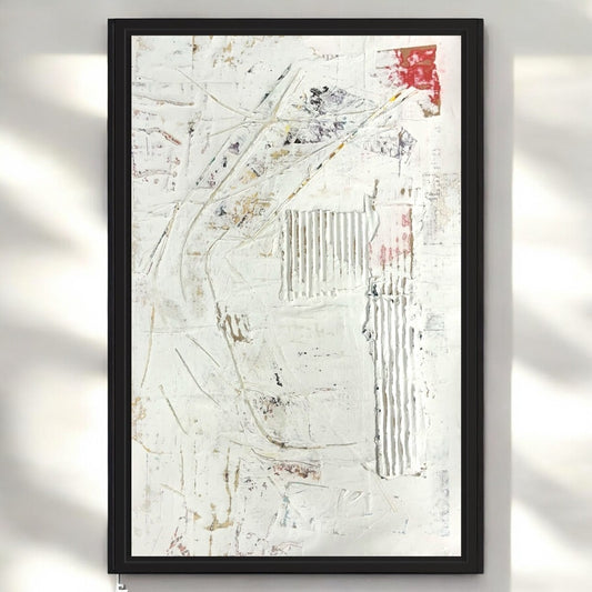 Original Framed Minimalist Modern Art Collage Painting 12x18 "Bosket"