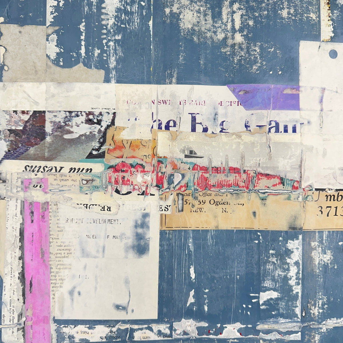 Original Mixed Media Modern Art Collage Painting 18x24 "Leonine" Signed