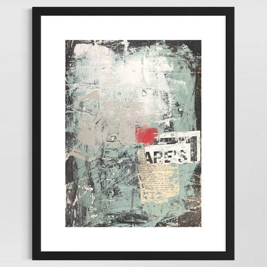 Original Grunge Minimalist Modern Art Collage Painting 8.5x11 "Are's" Signed