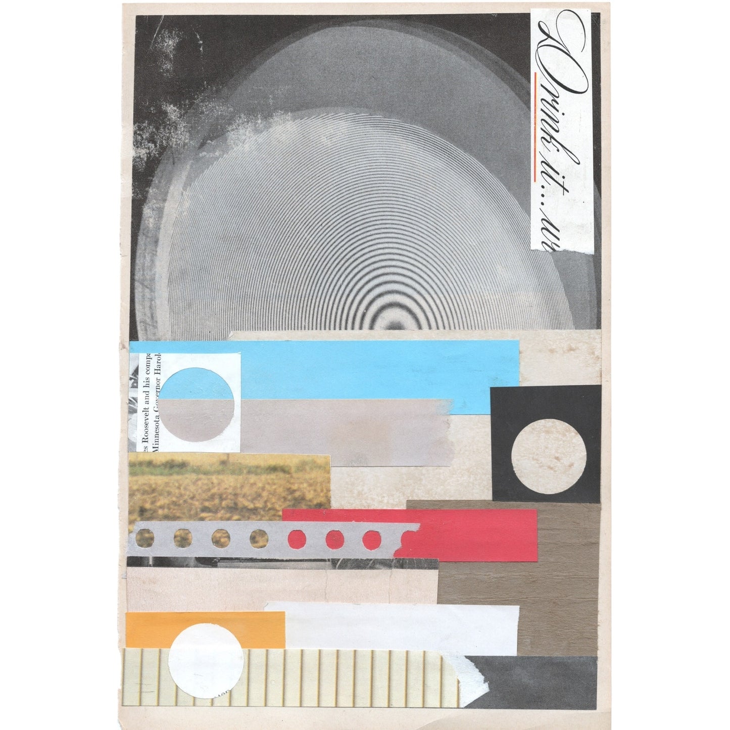 Original Mixed Media Modern Art Collage "Epilate" 6.25x9.5" Signed