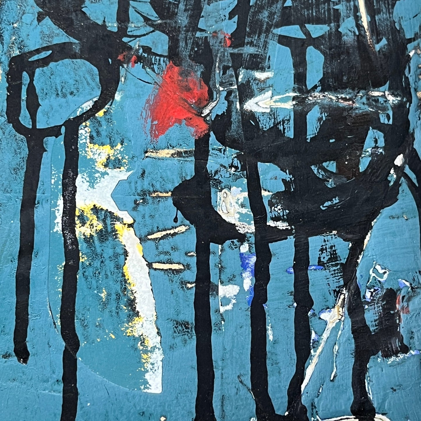 Original Grunge Minimalist Modern Art Collage Painting 8.5x11 "Epuration" Signed