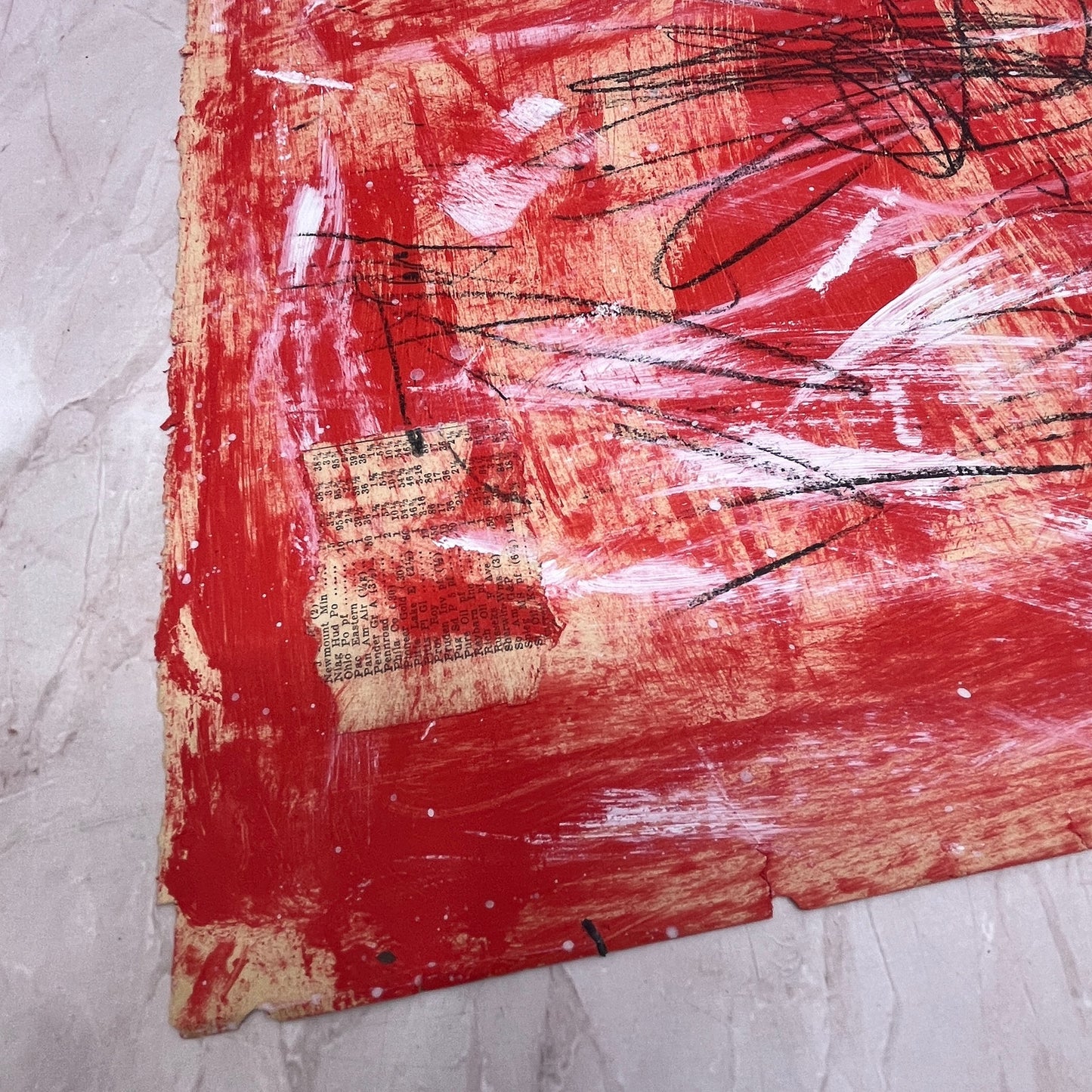 Original Mixed Media Abstract Art Painting "Inhibition" On 1800s Atlas Page
