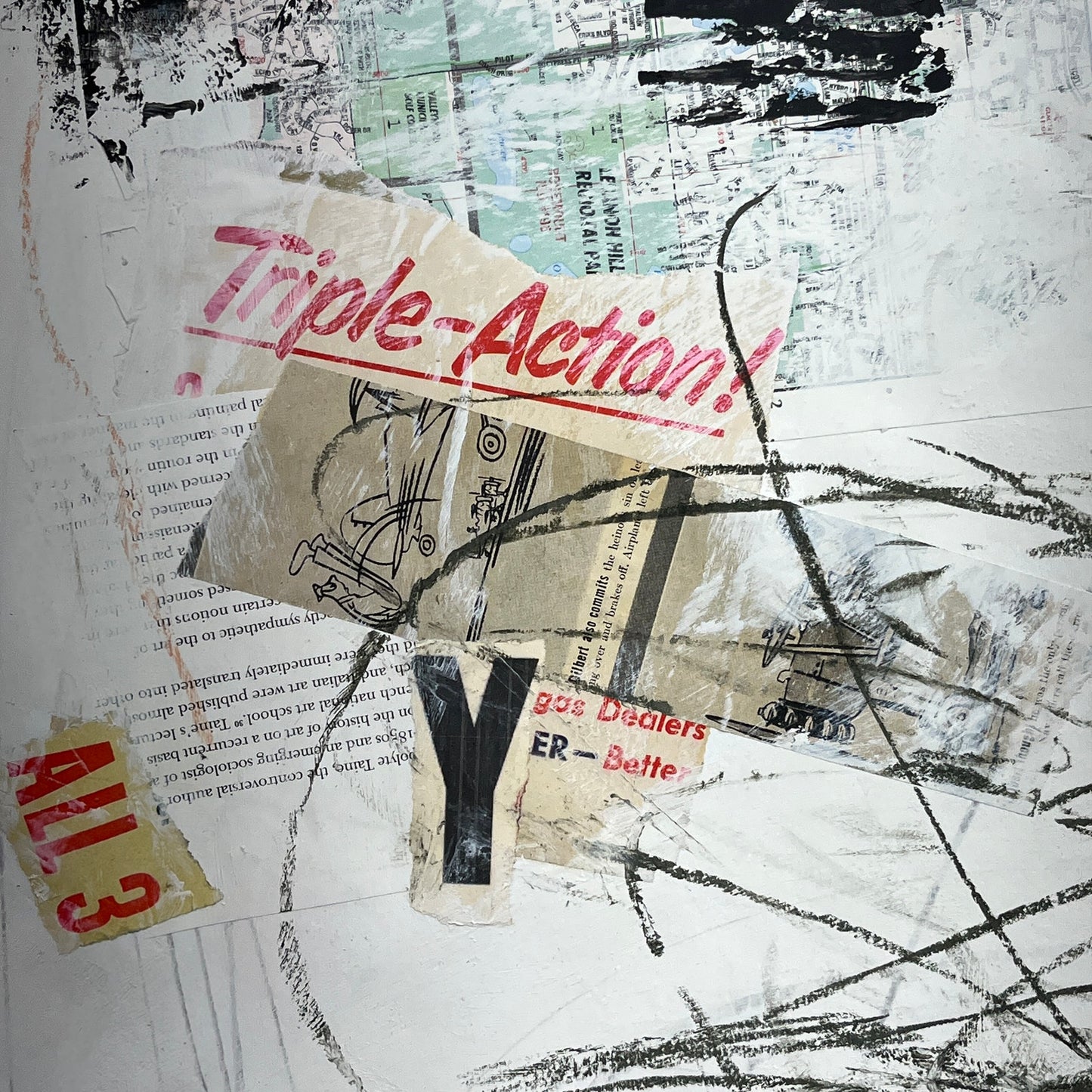 Original Mixed Media Abstract Modern Art Painting 18x24 "Triple-Action" Signed