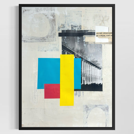 Original Mixed Media Modern Art Colllage Painting 18x24 "Jow" Signed