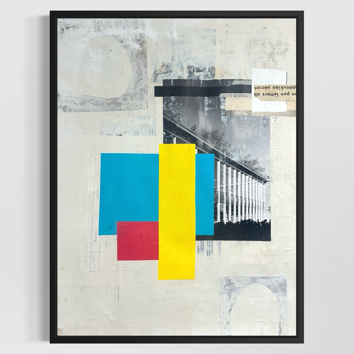 Original Mixed Media Modern Art Collage Painting 18x24 "Jow" Signed